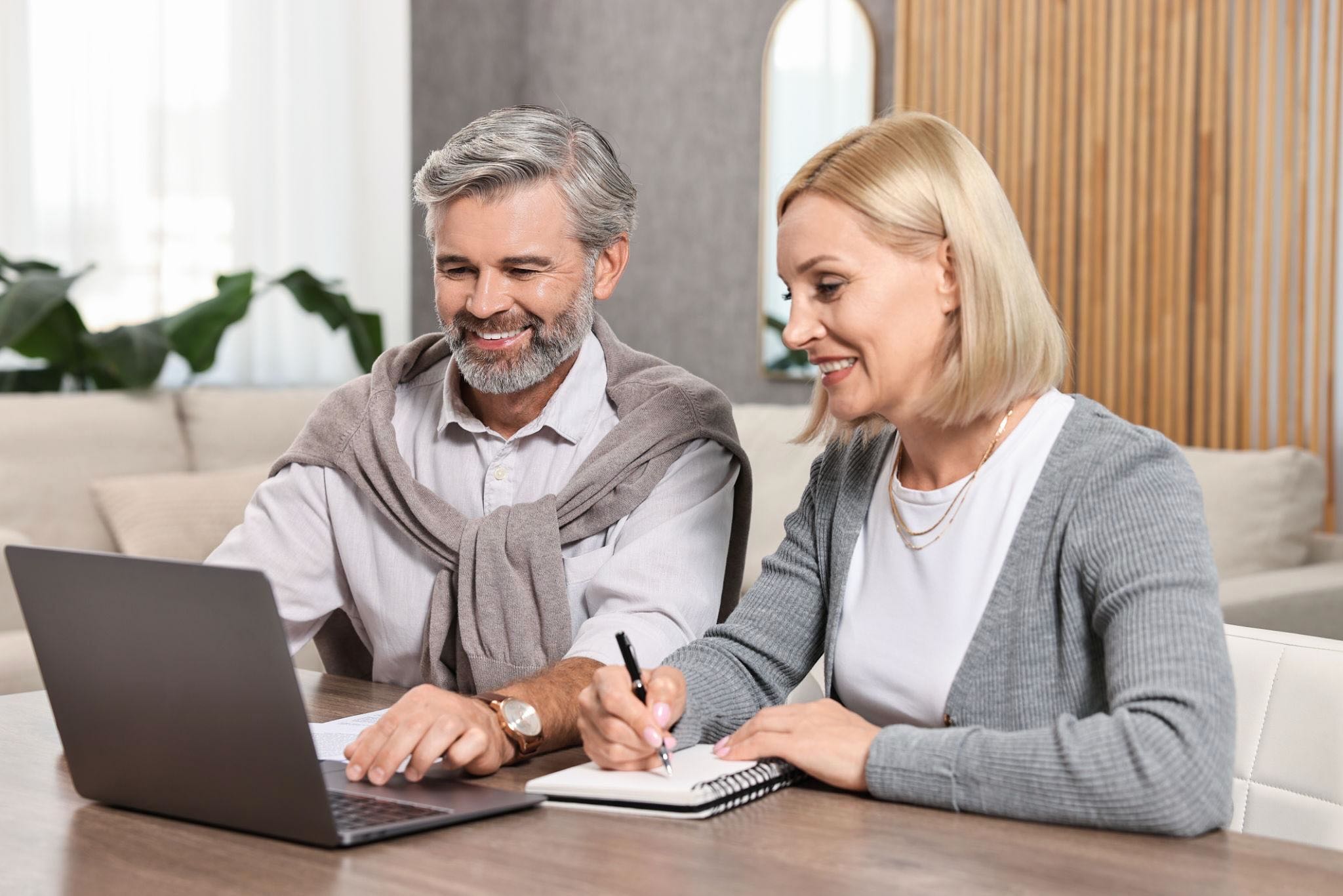 Retired couple planning their future together